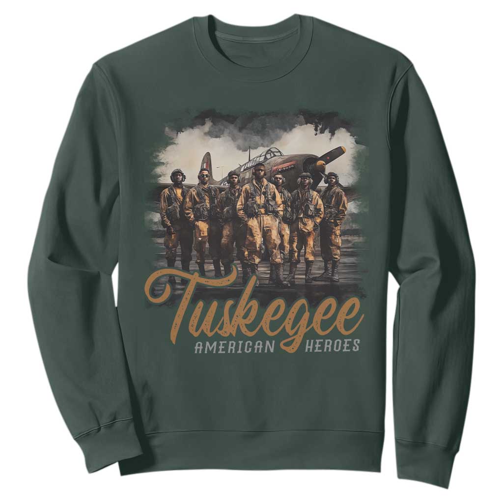 Tuskegee Airmen Sweatshirt African American Heroes WW2 Tribute Black History Month TS10 Dark Forest Green Print Your Wear