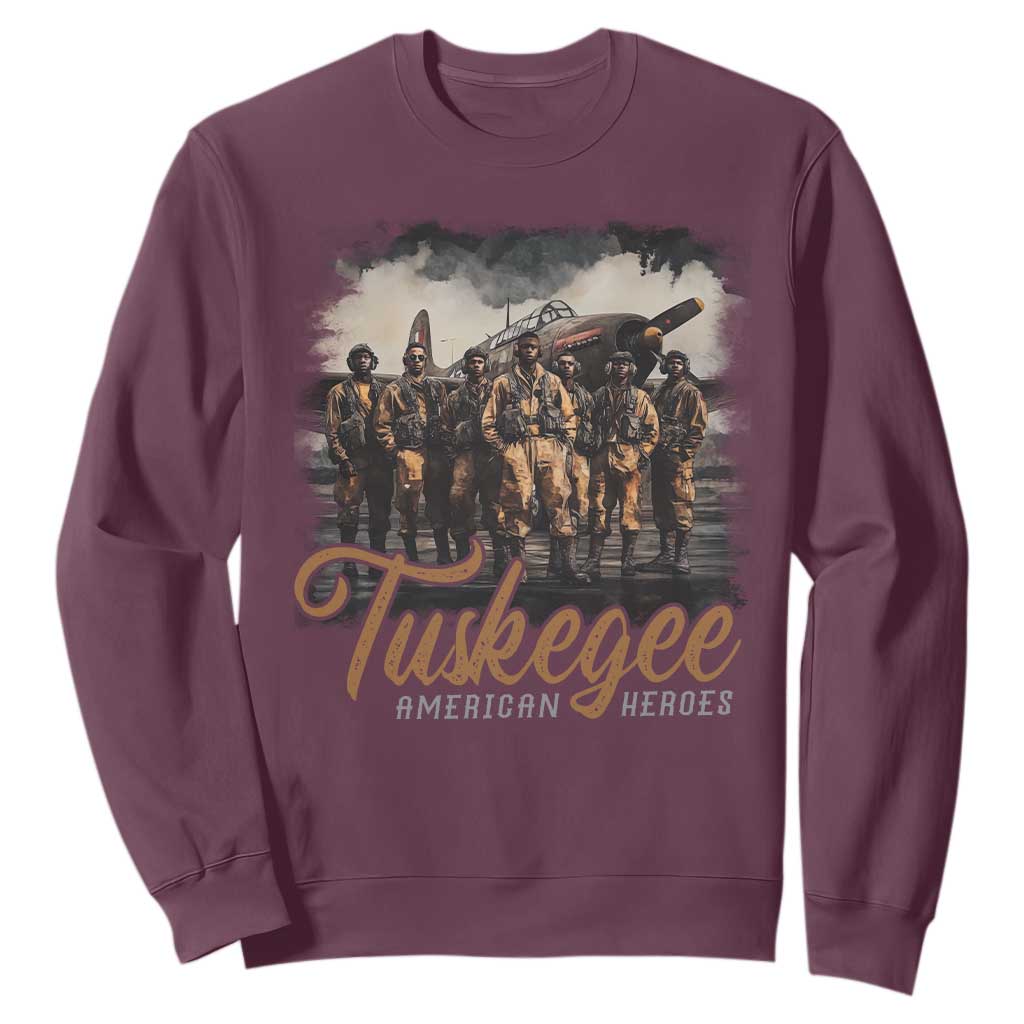 Tuskegee Airmen Sweatshirt African American Heroes WW2 Tribute Black History Month TS10 Maroon Print Your Wear