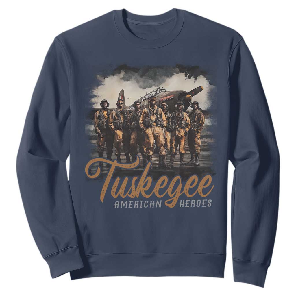Tuskegee Airmen Sweatshirt African American Heroes WW2 Tribute Black History Month TS10 Navy Print Your Wear