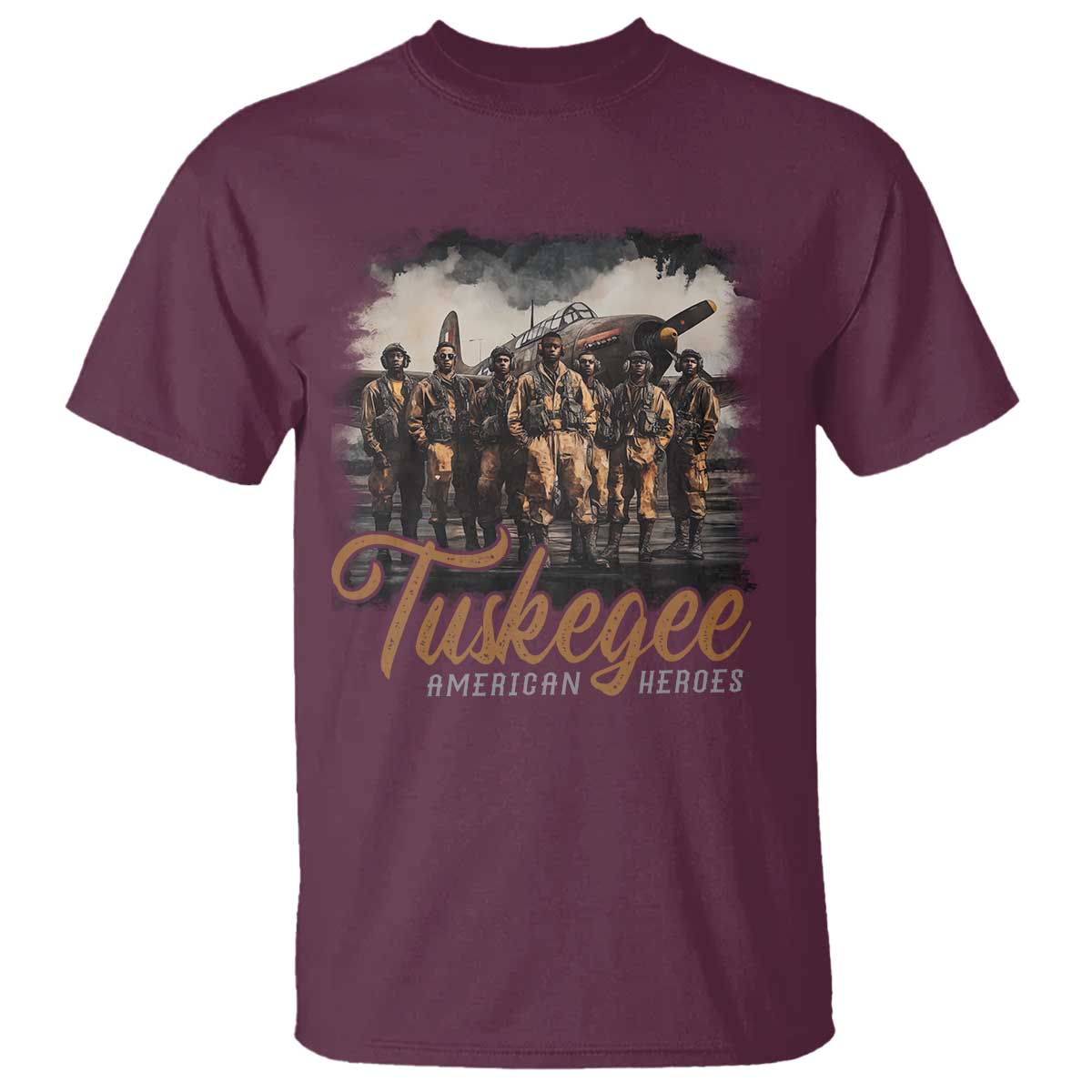 Tuskegee Airmen T Shirt African American Heroes WW2 Tribute Black History Month TS10 Maroon Print Your Wear