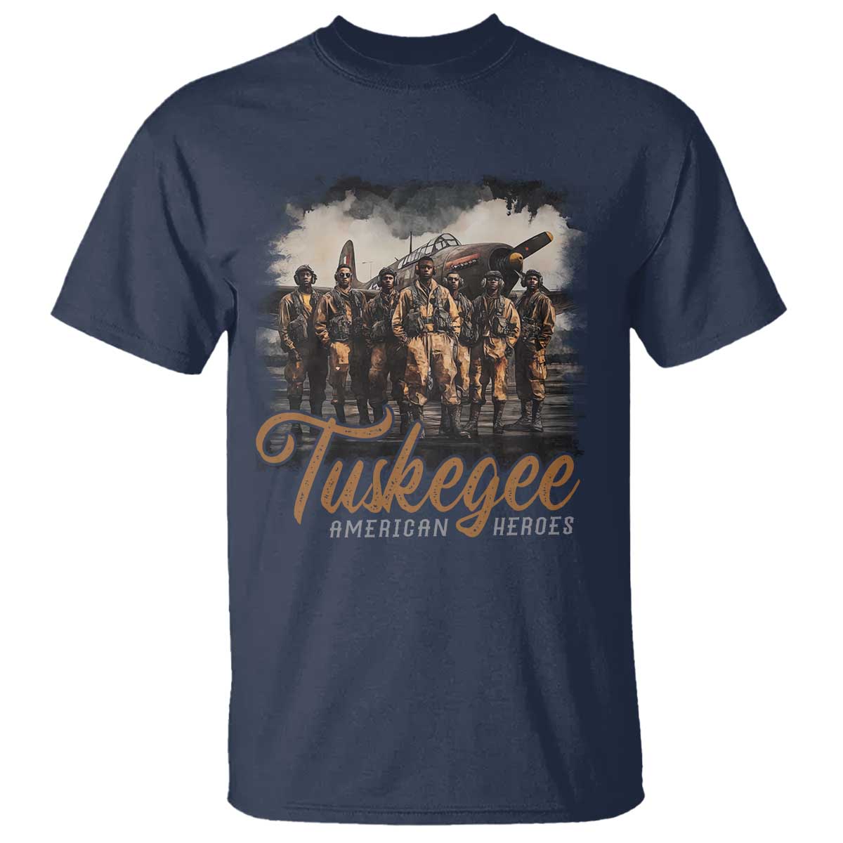 Tuskegee Airmen T Shirt African American Heroes WW2 Tribute Black History Month TS10 Navy Print Your Wear
