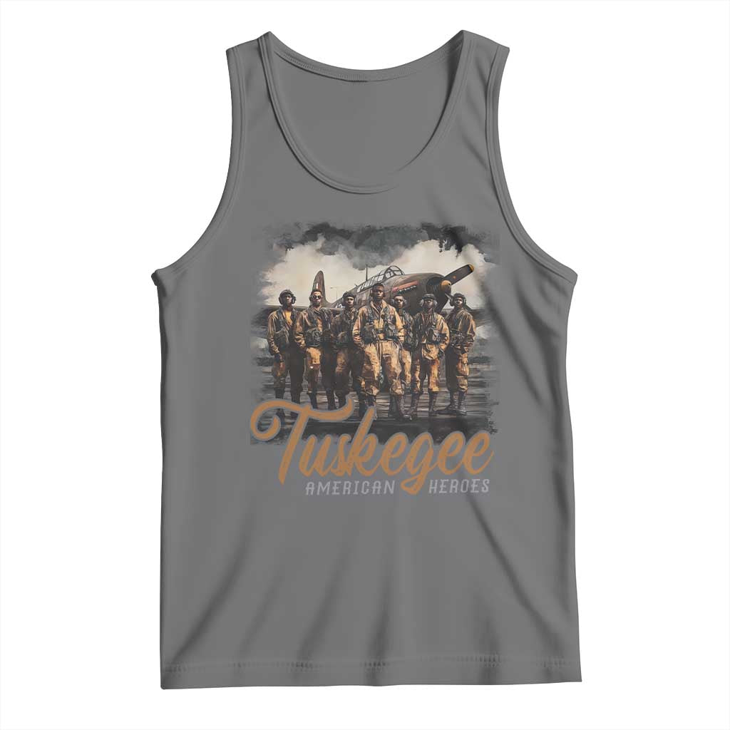 Tuskegee Airmen Tank Top African American Heroes WW2 Tribute Black History Month TS10 Black Heather Print Your Wear
