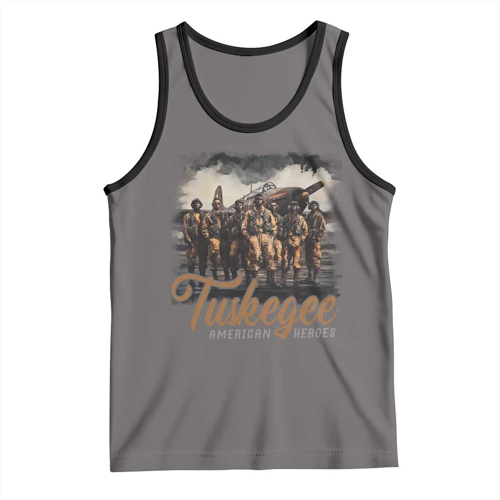 Tuskegee Airmen Tank Top African American Heroes WW2 Tribute Black History Month TS10 Deep Heather Black Print Your Wear