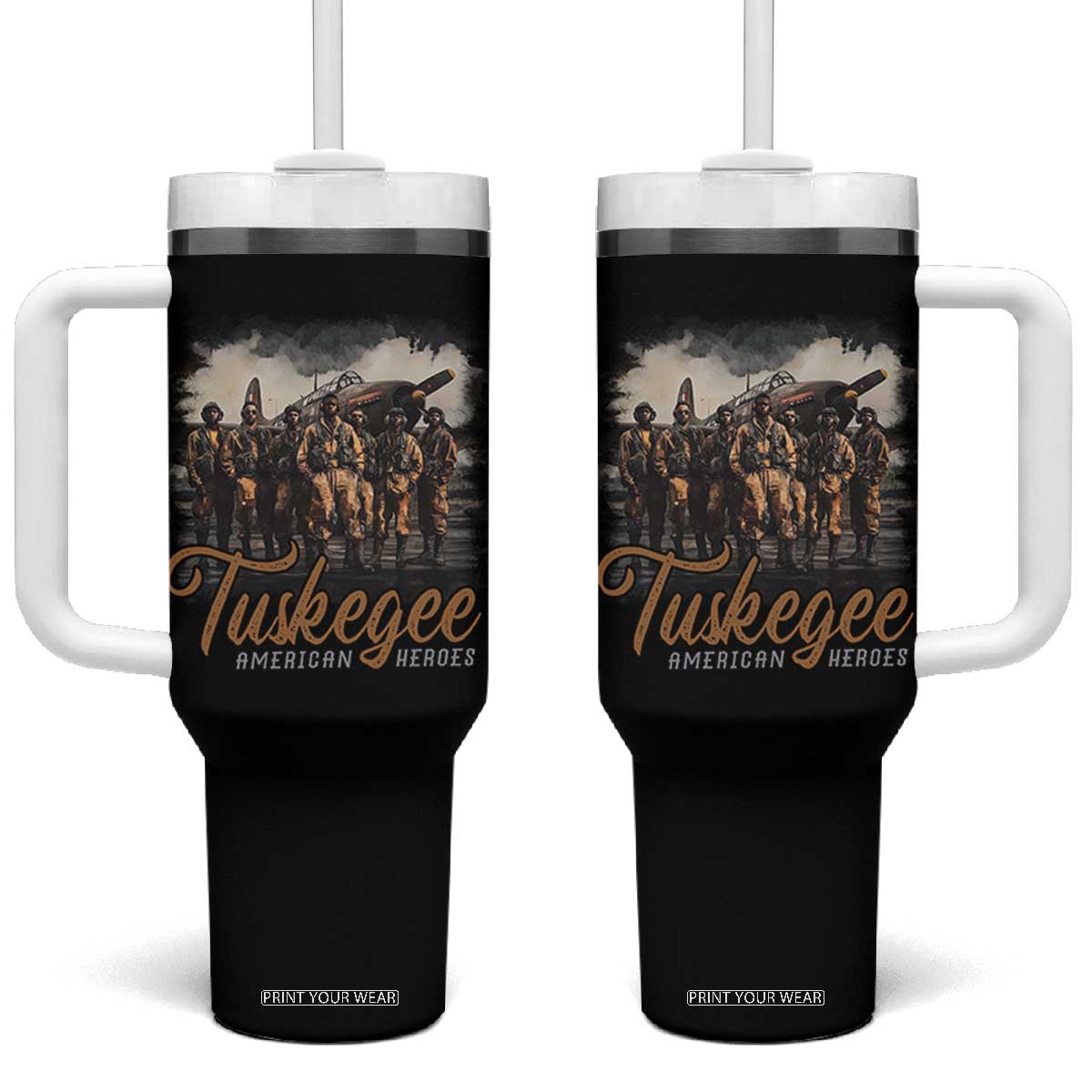 Tuskegee Airmen Tumbler With Handle African American Heroes WW2 Tribute Black History Month TS10 One Size: 40 oz Black Print Your Wear
