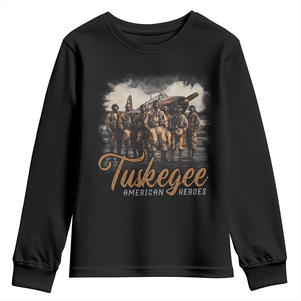 Tuskegee Airmen Youth Sweatshirt African American Heroes WW2 Tribute Black History Month TS10 Black Print Your Wear