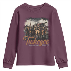 Tuskegee Airmen Youth Sweatshirt African American Heroes WW2 Tribute Black History Month TS10 Maroon Print Your Wear