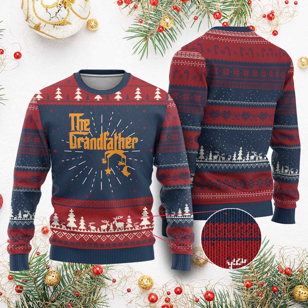 Grandfather Knit Sweatshirt Funny Grandpa Fathers Day TS10 Burgundy Print Your Wear