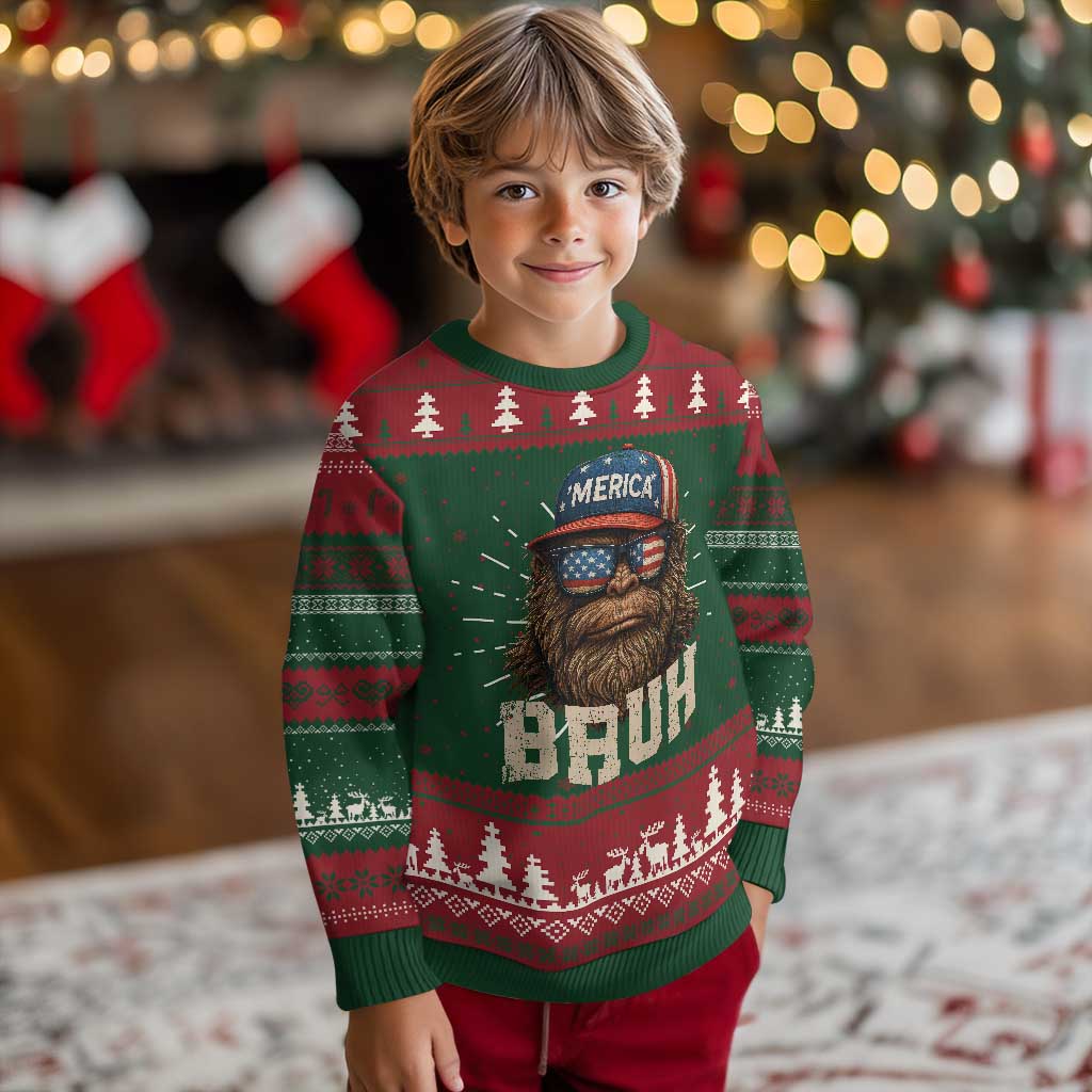 Bruh Bigfoot Merica Knit Sweatshirt American Flag Patriotic 4th Of July TS10 Christmas Print Your Wear