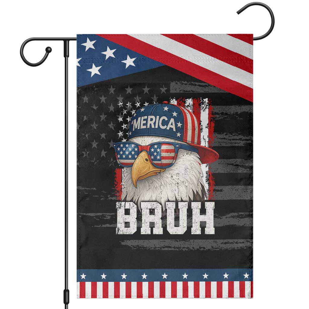 Bruh 'Merica Bald Eagle 4th of July Garden Flag Patriotic USA Flag TS10 Distressed Black Blue Print Your Wear