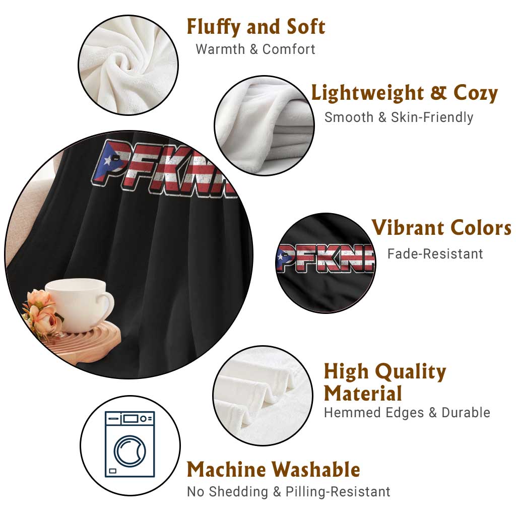 PFKNR Throw Blanket Vintage Boricua Puerto Rican Flag TS10 Print Your Wear