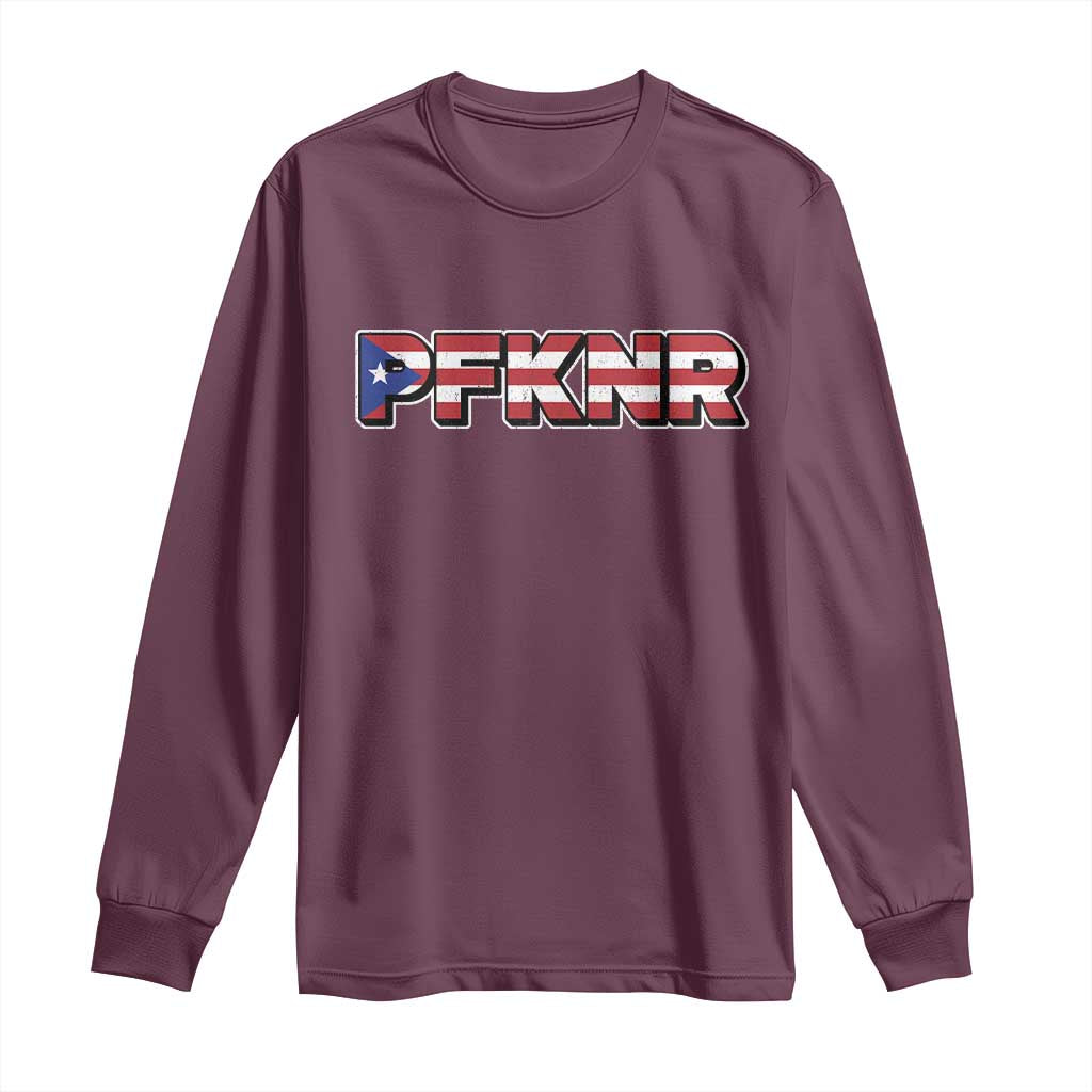 PFKNR Long Sleeve Shirt Vintage Boricua Puerto Rican Flag TS10 Maroon Print Your Wear