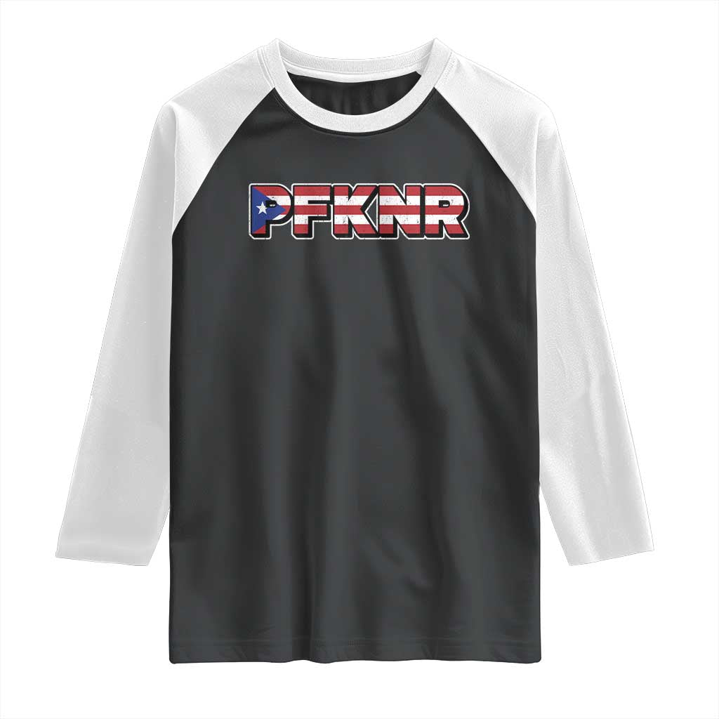PFKNR Raglan Shirt Vintage Boricua Puerto Rican Flag TS10 Black White Print Your Wear