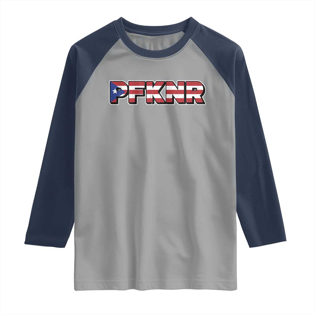 PFKNR Raglan Shirt Vintage Boricua Puerto Rican Flag TS10 Sport Gray Navy Print Your Wear
