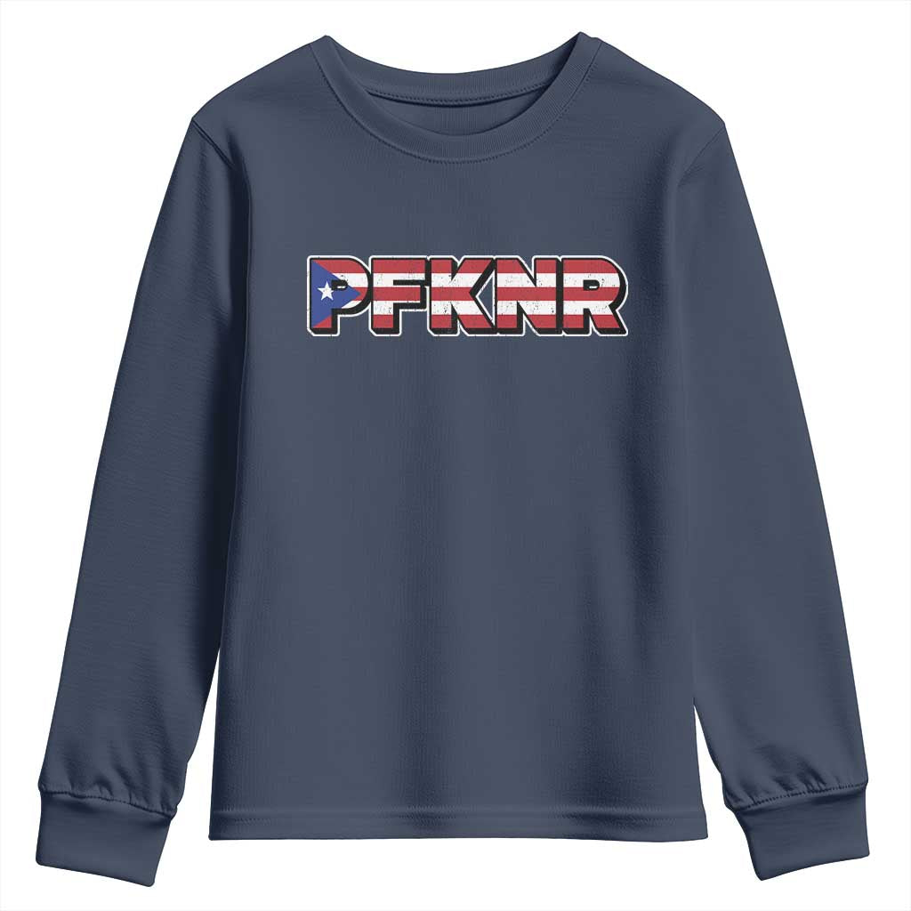 PFKNR Youth Sweatshirt Vintage Boricua Puerto Rican Flag TS10 Navy Print Your Wear
