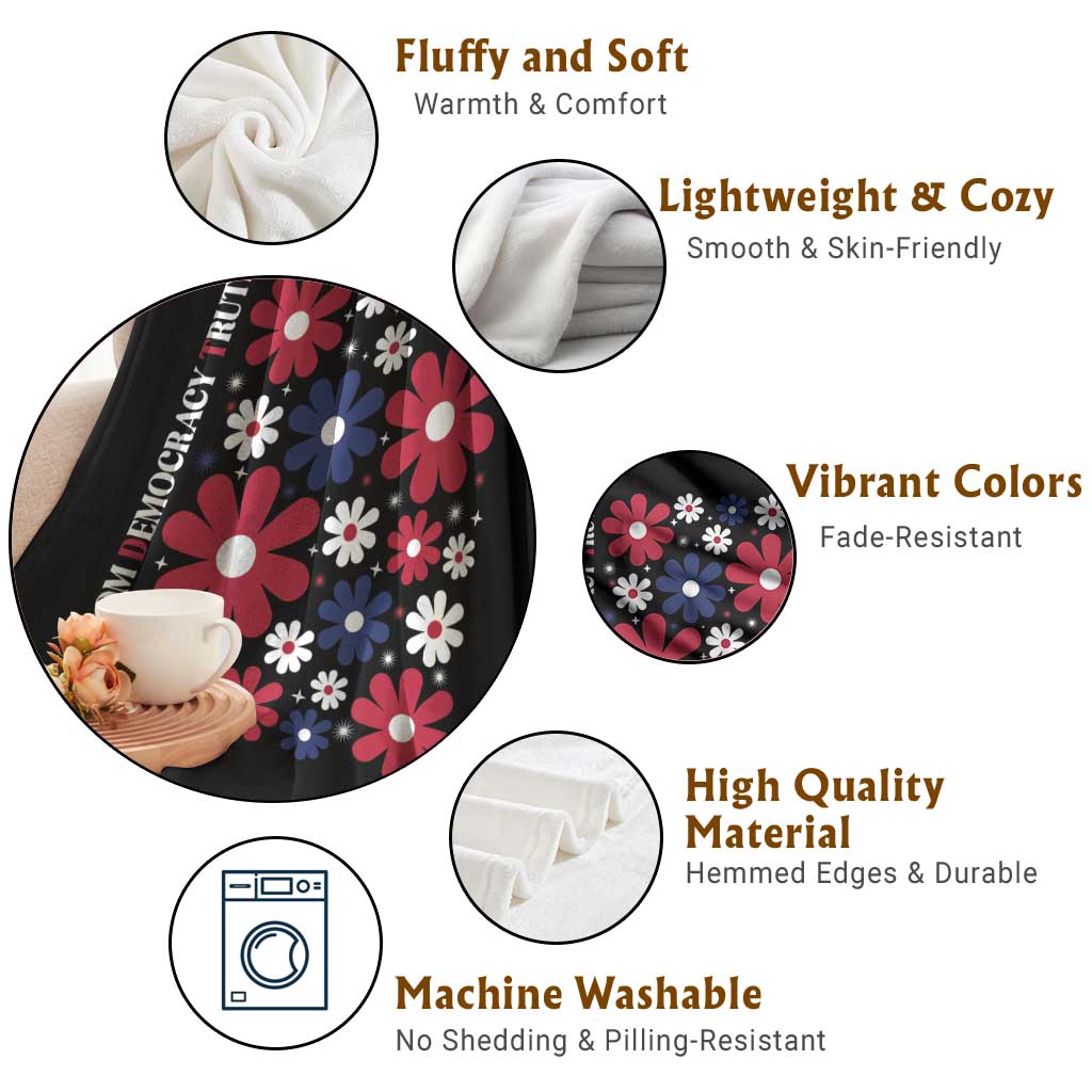 Subtle FDT Throw Blanket Boho Floral Red White Blue Social Justice TS10 Print Your Wear