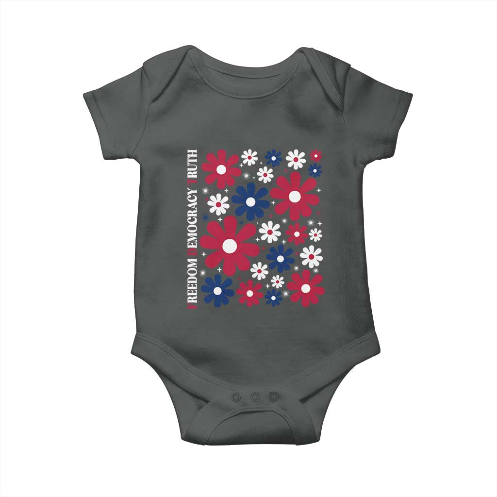Subtle FDT Baby Onesie Boho Floral Red White Blue Social Justice TS10 Dark Heather Print Your Wear