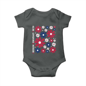 Subtle FDT Baby Onesie Boho Floral Red White Blue Social Justice TS10 Dark Heather Print Your Wear