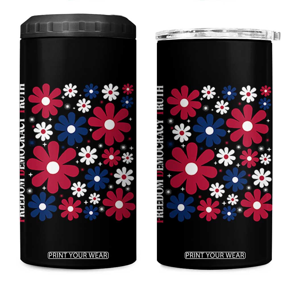 Subtle FDT 4 in 1 Can Cooler Tumbler Boho Floral Red White Blue Social Justice TS10 One Size: 16 oz Black Print Your Wear