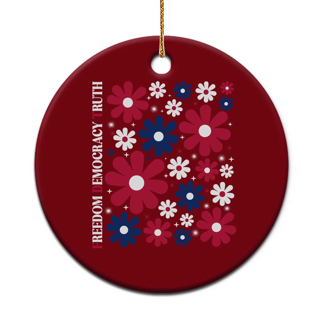 Subtle FDT Ceramic Ornament Boho Floral Red White Blue Social Justice - Print Your Wear