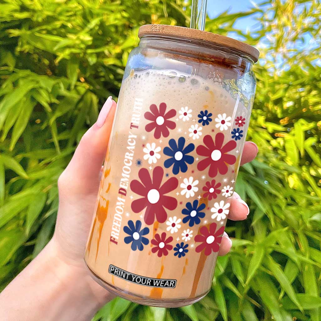 Subtle FDT Glass Can Boho Floral Red White Blue Social Justice TS10 Black Print Your Wear