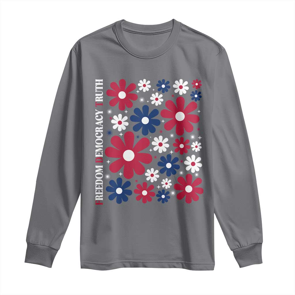 Subtle FDT Long Sleeve Shirt Boho Floral Red White Blue Social Justice TS10 Charcoal Print Your Wear