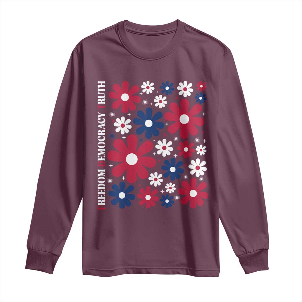 Subtle FDT Long Sleeve Shirt Boho Floral Red White Blue Social Justice TS10 Maroon Print Your Wear
