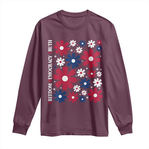 Subtle FDT Long Sleeve Shirt Boho Floral Red White Blue Social Justice TS10 Maroon Print Your Wear