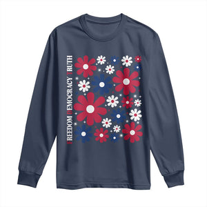 Subtle FDT Long Sleeve Shirt Boho Floral Red White Blue Social Justice TS10 Navy Print Your Wear