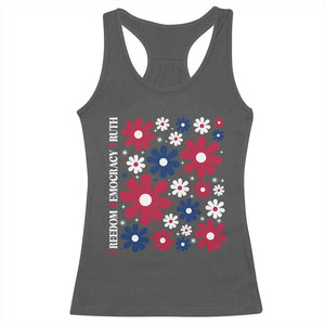 Subtle FDT Racerback Tank Top Boho Floral Red White Blue Social Justice TS10 Dark Heather Print Your Wear