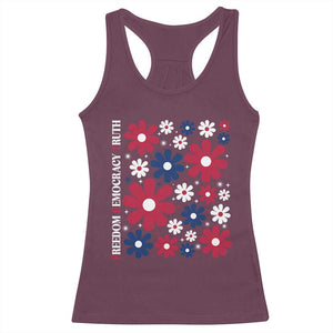 Subtle FDT Racerback Tank Top Boho Floral Red White Blue Social Justice TS10 Maroon Print Your Wear