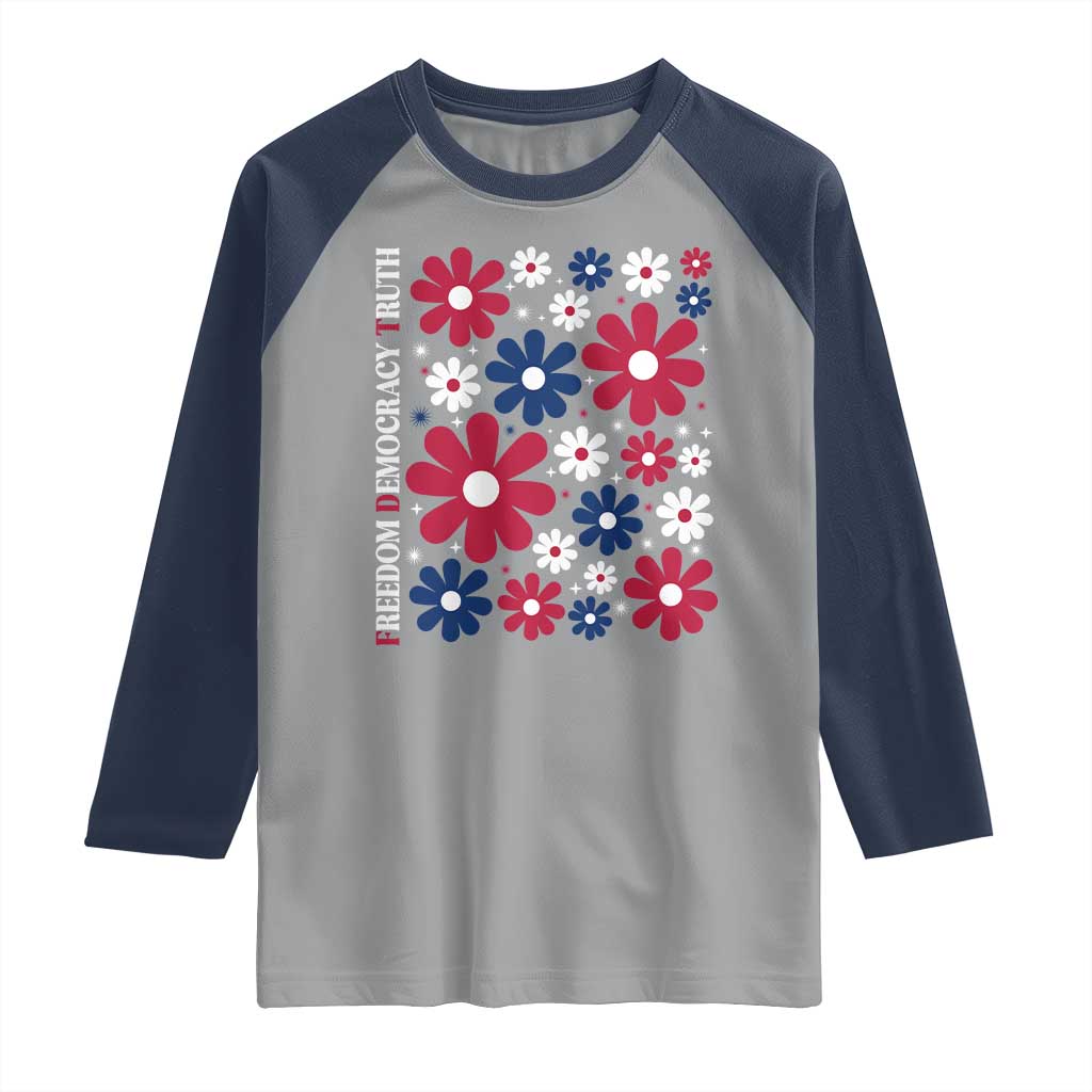 Subtle FDT Raglan Shirt Boho Floral Red White Blue Social Justice TS10 Sport Gray Navy Print Your Wear