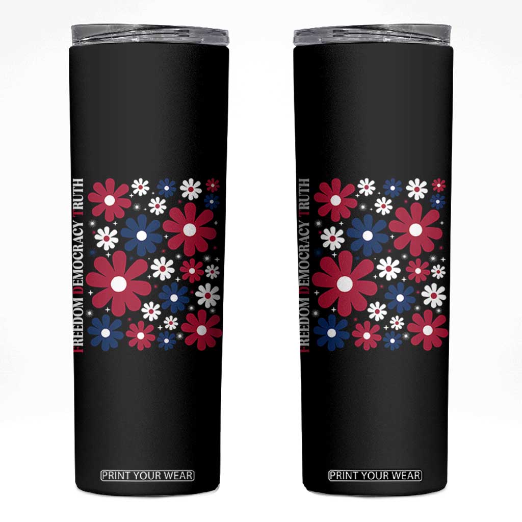 Subtle FDT Skinny Tumbler Boho Floral Red White Blue Social Justice TS10 Black Print Your Wear