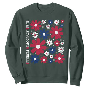 Subtle FDT Sweatshirt Boho Floral Red White Blue Social Justice TS10 Dark Forest Green Print Your Wear
