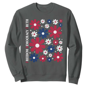 Subtle FDT Sweatshirt Boho Floral Red White Blue Social Justice TS10 Dark Heather Print Your Wear
