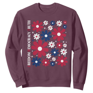 Subtle FDT Sweatshirt Boho Floral Red White Blue Social Justice TS10 Maroon Print Your Wear