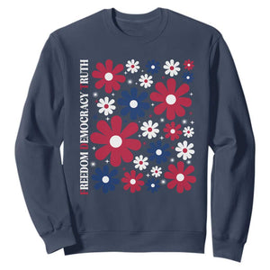 Subtle FDT Sweatshirt Boho Floral Red White Blue Social Justice TS10 Navy Print Your Wear