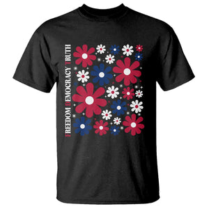 Subtle FDT T Shirt - Boho Floral Red White Blue Social Justice Political Protest Tee TS10 Black Print Your Wear