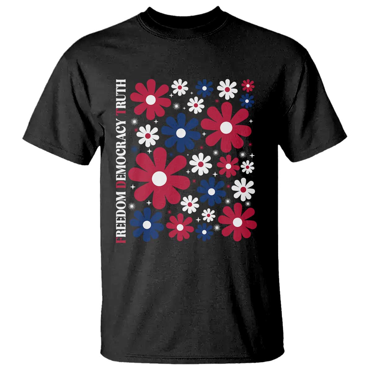 Subtle FDT T Shirt Boho Floral Red White Blue Social Justice TS10 Black Print Your Wear
