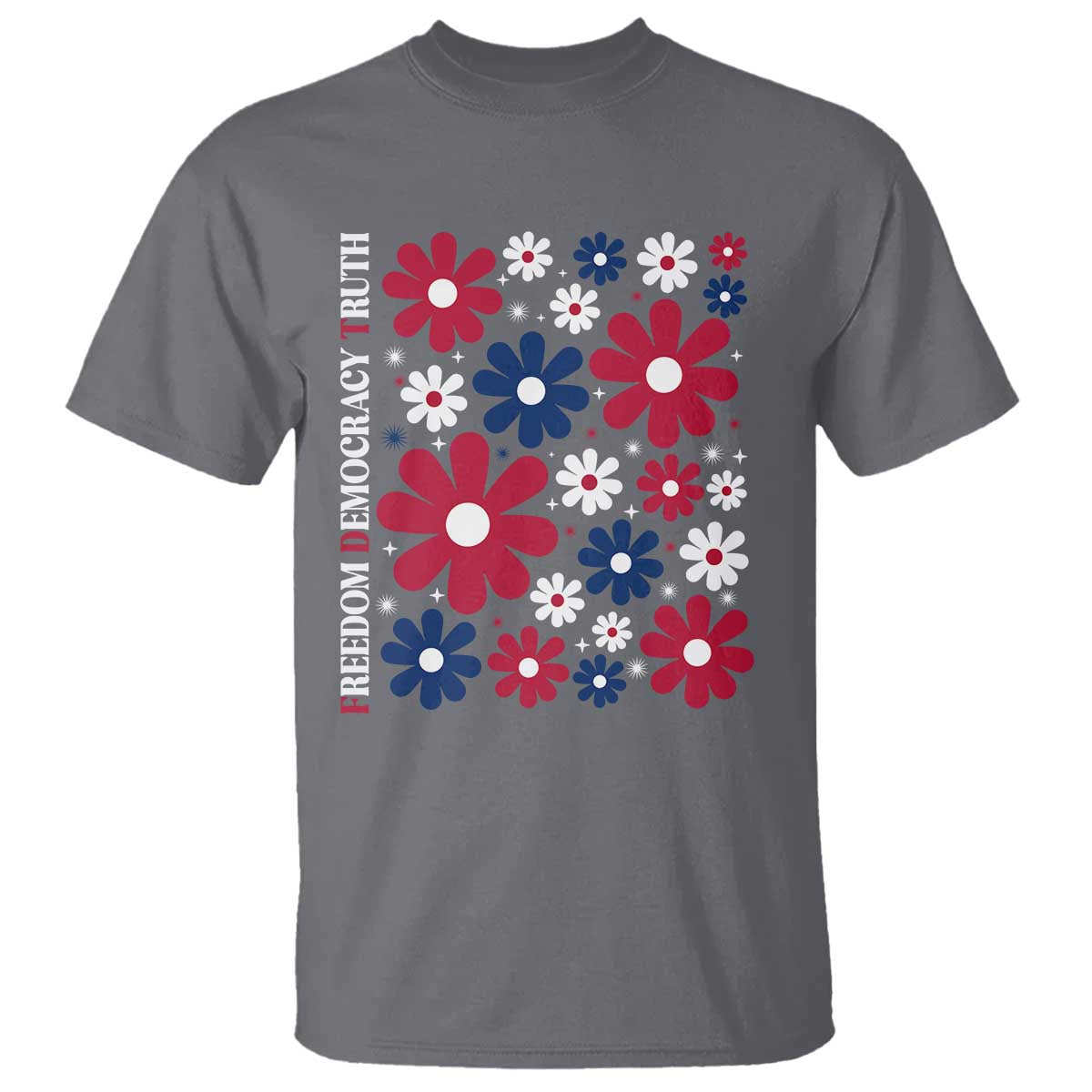 Subtle FDT T Shirt - Boho Floral Red White Blue Social Justice Political Protest Tee TS10 Charcoal Print Your Wear