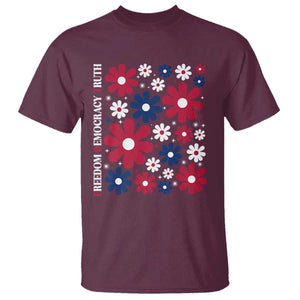 Subtle FDT T Shirt - Boho Floral Red White Blue Social Justice Political Protest Tee TS10 Maroon Print Your Wear