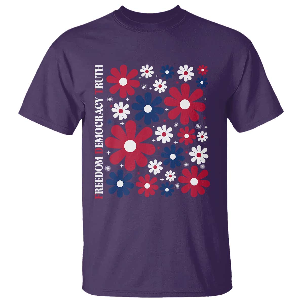 Subtle FDT T Shirt - Boho Floral Red White Blue Social Justice Political Protest Tee TS10 Purple Print Your Wear