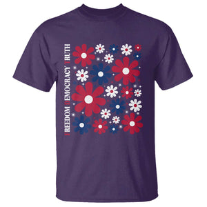 Subtle FDT T Shirt - Boho Floral Red White Blue Social Justice Political Protest Tee TS10 Purple Print Your Wear