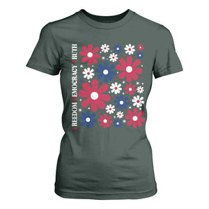 Subtle FDT T Shirt For Women Boho Floral Red White Blue Social Justice TS10 Dark Forest Green Print Your Wear