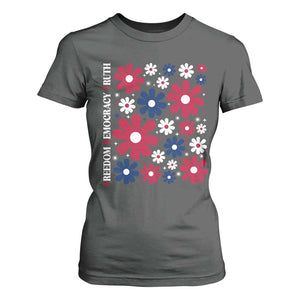 Subtle FDT T Shirt For Women Boho Floral Red White Blue Social Justice TS10 Dark Heather Print Your Wear