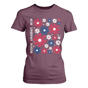 Subtle FDT T Shirt For Women Boho Floral Red White Blue Social Justice TS10 Maroon Print Your Wear