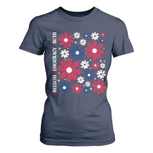 Subtle FDT T Shirt For Women Boho Floral Red White Blue Social Justice TS10 Navy Print Your Wear