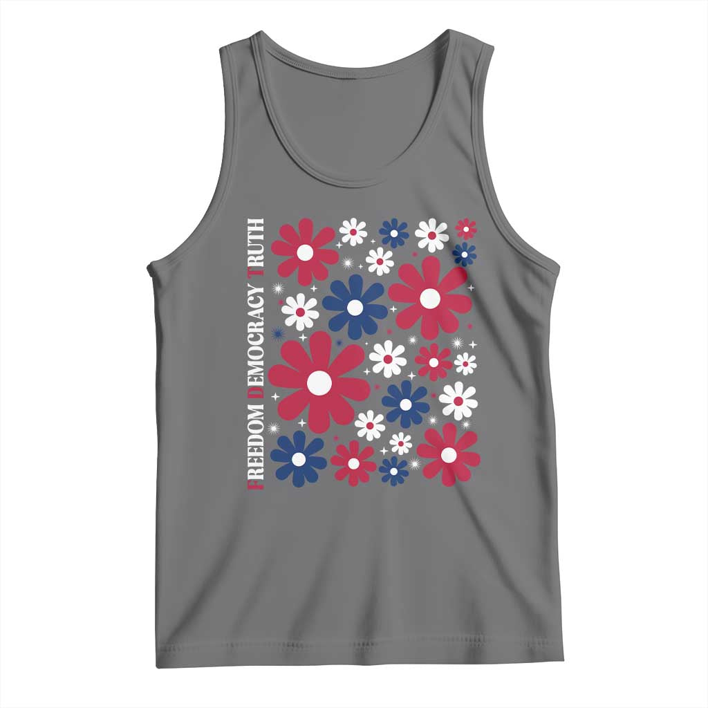 Subtle FDT Tank Top Boho Floral Red White Blue Social Justice TS10 Black Heather Print Your Wear