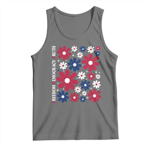 Subtle FDT Tank Top Boho Floral Red White Blue Social Justice TS10 Black Heather Print Your Wear
