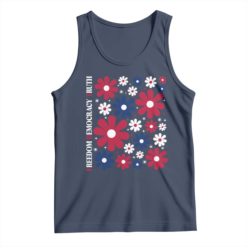 Subtle FDT Tank Top Boho Floral Red White Blue Social Justice TS10 Navy Print Your Wear
