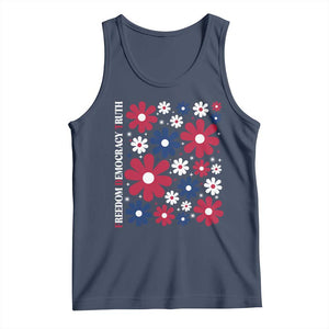 Subtle FDT Tank Top Boho Floral Red White Blue Social Justice TS10 Navy Print Your Wear